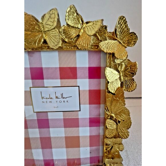 Nicole Miller Butterfly Photo Frame 5 x 7 Vertical Horizontal Gold Resin Gift - Picture 2 of 11